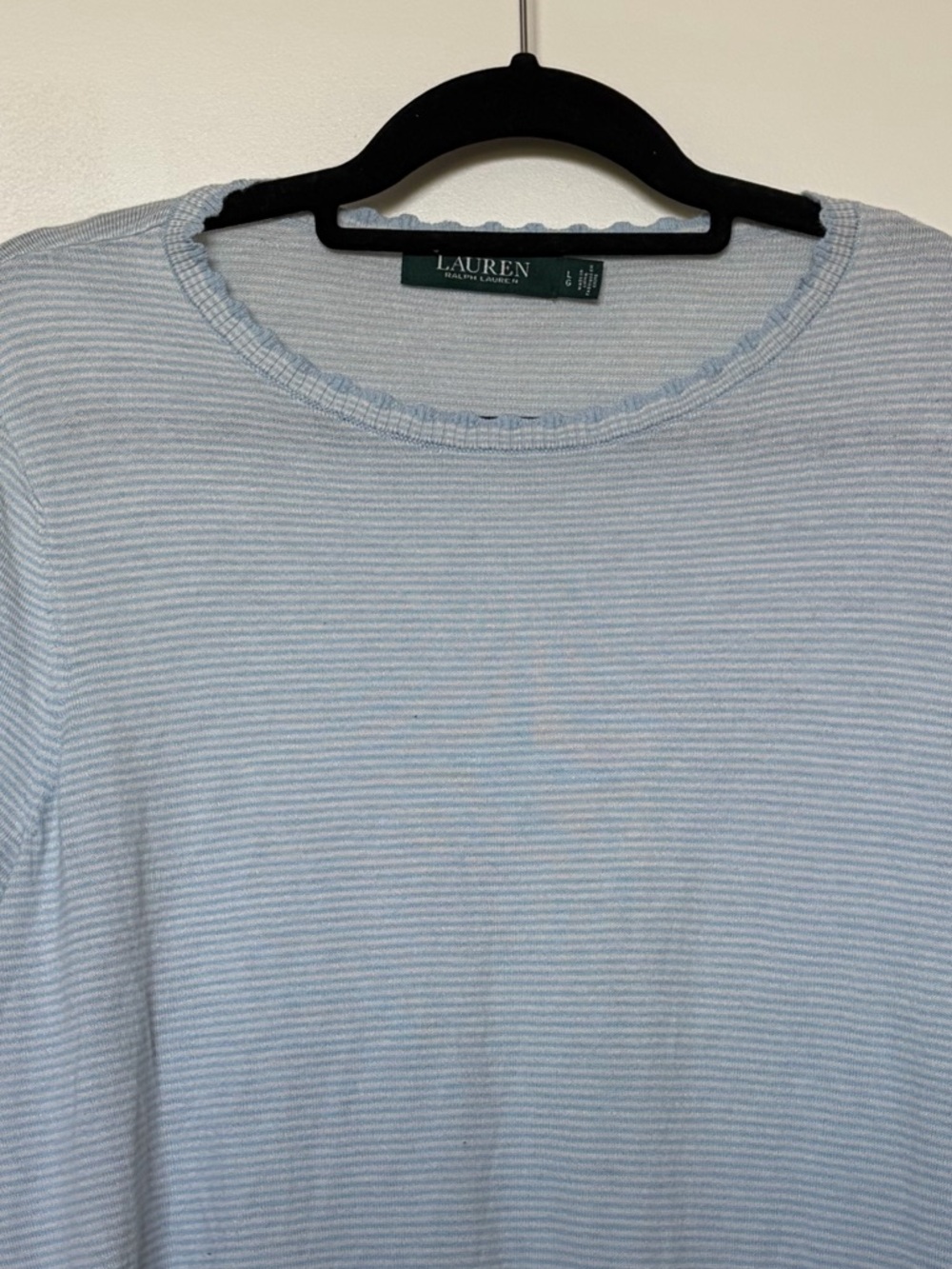 Lauren- Ralph Lauren Light Blue & White Striped Knit Tee - Picture 4 of 8